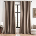 Topfinel 95 inch Bedroom Curtains 2 Panels 100% Blackout Linen Texture Curtain by Topfinel
