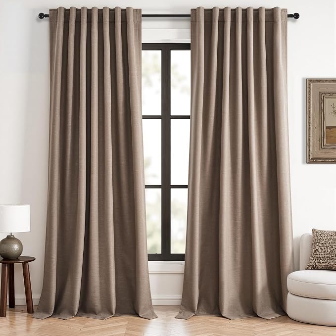 Topfinel Dark Flax Blackout Curtains 120 Inches Long - Image 3
