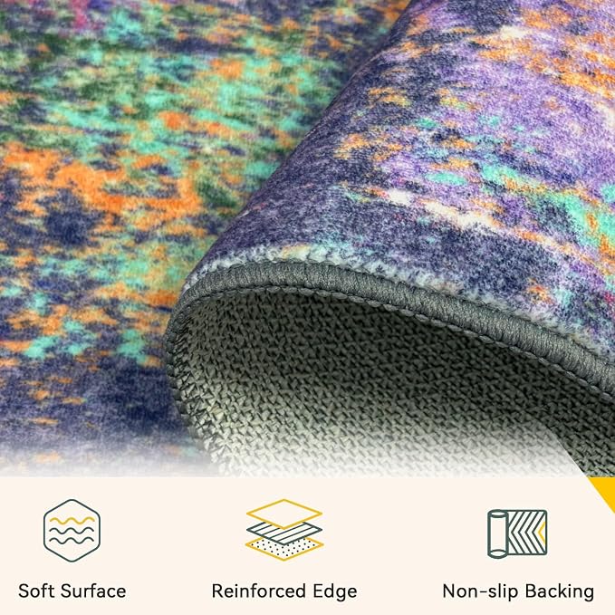 RELEANY Washable 2'x3' Abstract Area Rug - Image 4