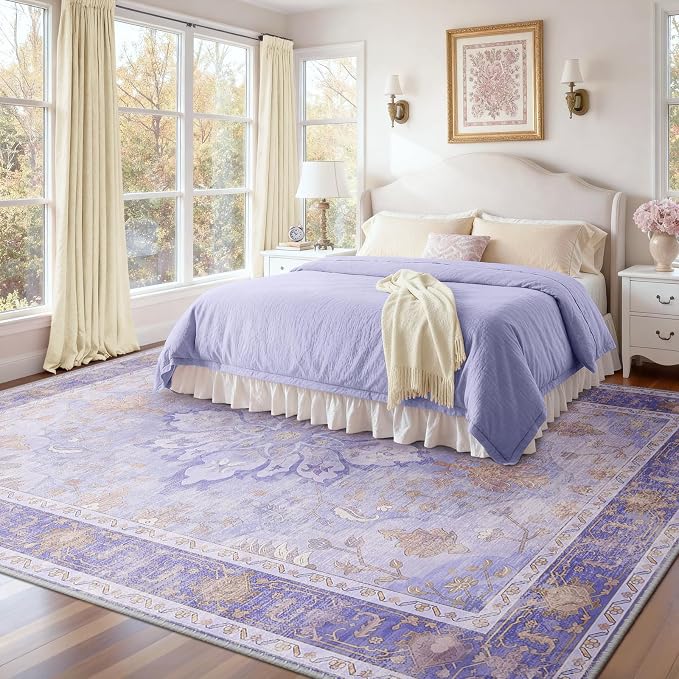 RELEANY Washable Area Rug, Water Repellent, Pet Friendly, Vintage Floral Boho - Image 2