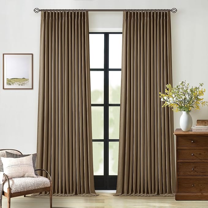 Dutch Cocoa Pleated Linen 100% Blackout Curtains 90 Inches Long - Image 8