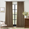Dutch Cocoa Blackout Linen Curtains 108 Inches Long Pinch Pleated | 100% Black by Twodrapes