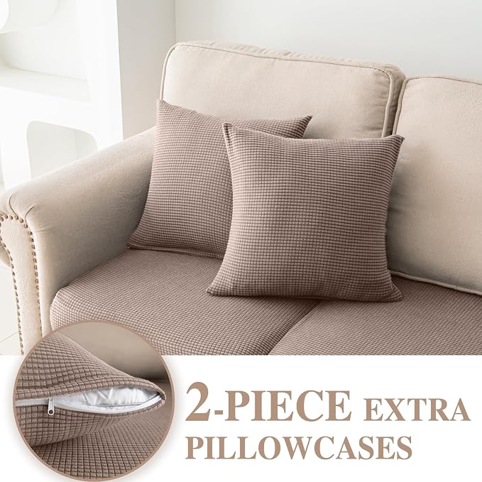 LA MEACK Couch Cushion Covers for Sectional Sofa L Shape Washable Separate Seat - Image 3