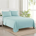 Split King Sheets - Breathable Luxury Sheets with Full Elastic & Secure Corner Straps Built In - 1800 Supreme Collection Extra Soft Deep Pocket Bedding Set, Sheet Set, Split King Size, Light Blue
