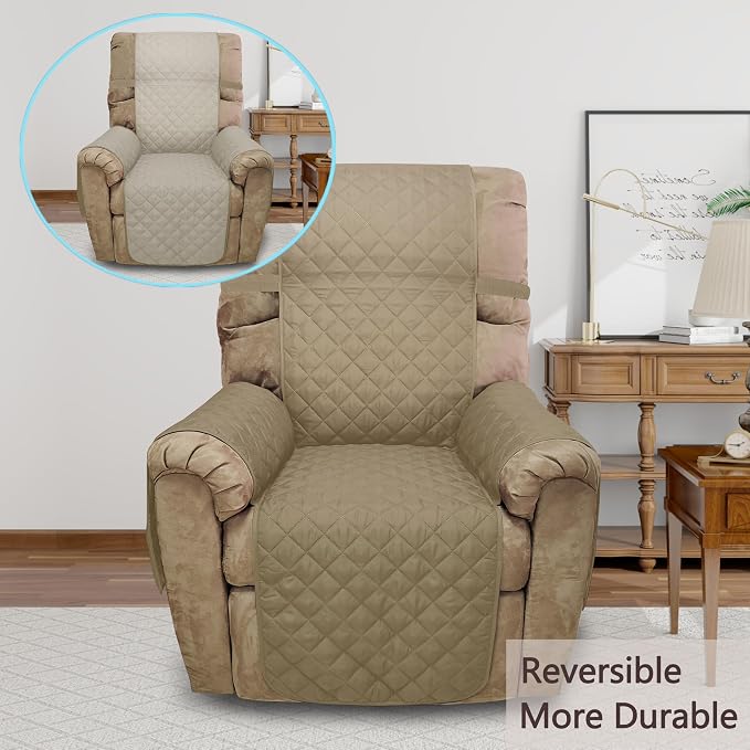 Reversible Chair Covers for Recliner Oversized, Camel/Beige | Recliner - Image 2