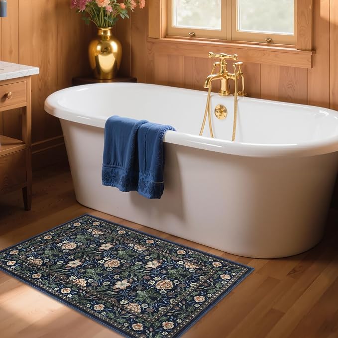 GarveeHome Small Navy Entryway Rug, 2x3 Washable Front Door Rug Indoor Entrance - Image 3