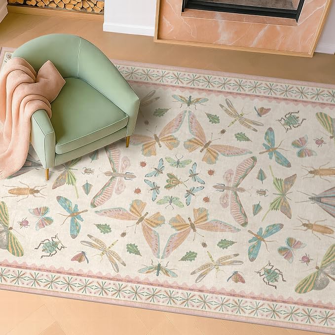 Neutral Girl Nursery Rug 4x6 - Image 3