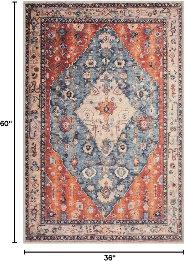 SERISSA 3x5 Washable Non Slip Boho Area Rug - Image 2