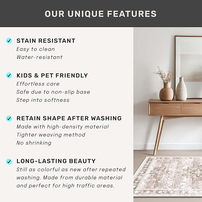 Boho 2x7 Long Runner, Neutral Farmhouse Hallway Rug, Small Throw Runners - Image 7