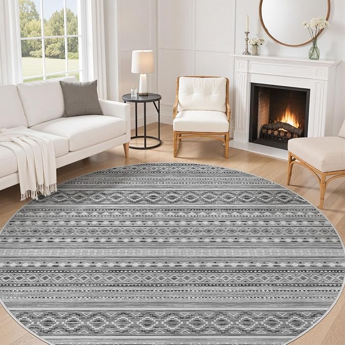 cotiled 8x8 Round Rug 8ft Circle Living Room Boho Area Rugs | Solve Modern by COTILED