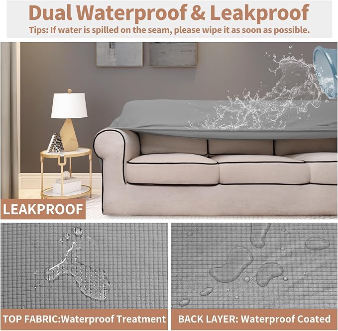 Easy-Going 100% Waterproof Chair Couch Cover, Stretch Jacquard Sofa Cover | - Image 3