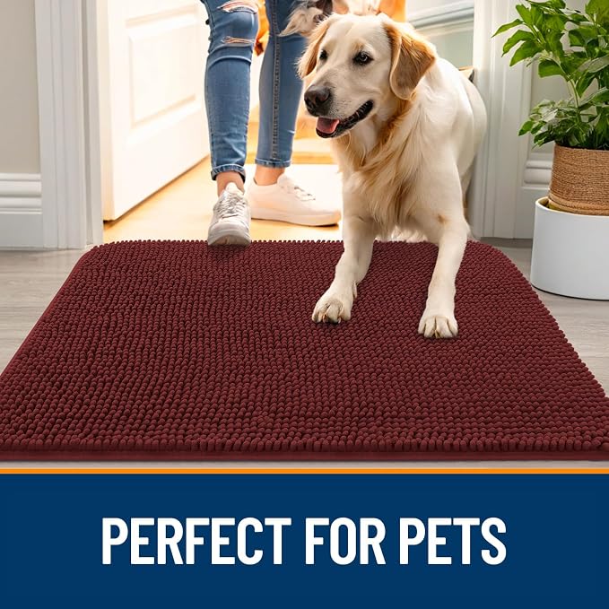 OLANLY Dog Door Mat for Muddy Paws 32x20, Super Absorbent Chenille Mud Mat | - Image 6