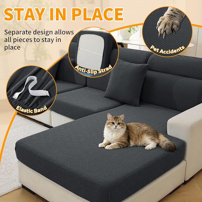 XINEAGE Chaise Cover for L Shaped Sofa, Sectional Couch Covers for Pets - Image 5