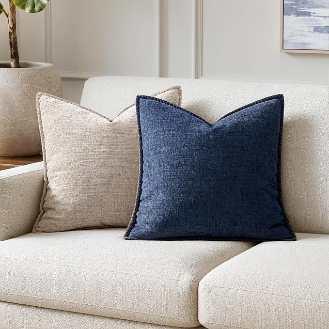 MIULEE Decorative Couch Throw Pillow Covers 18x18 Inch Navy 2 Pack | Farmhouse - Image 4
