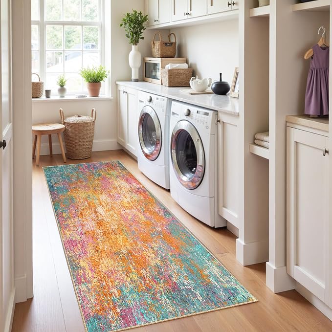 RELEANY Washable Runner 2'x6' Abstract Area Rug - Image 3
