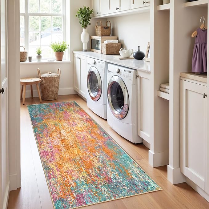 RELEANY Washable Runner 2'x8' Abstract Area Rug - Image 4