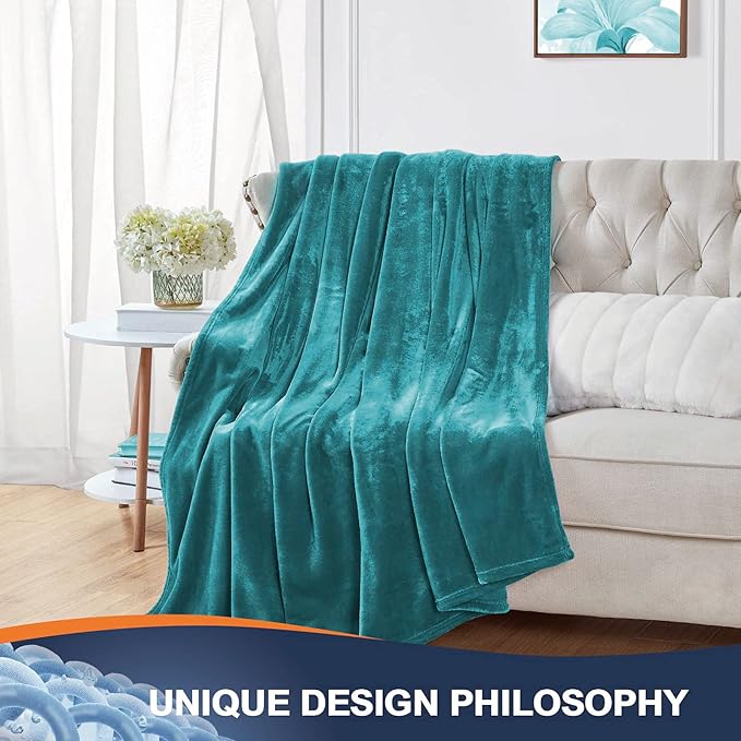 Walensee Fleece Blanket Plush Throw Fuzzy Lightweight (Twin Size 60x80 Teal) Super Soft Microfiber Flannel Blankets for Couch, Bed, Sofa Ultra Luxurious Warm and Cozy for All Seasons