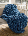Ultra Soft Cozy Faux Fur Throw Blanket, Fuzzy Plush Thick Bubble Blanket by blunique