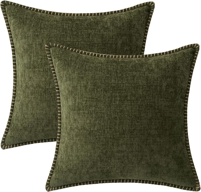 MIULEE Decorative Euro Sham Pillow Covers 24x24 Inch Olive Green 2 Pack | - Image 8