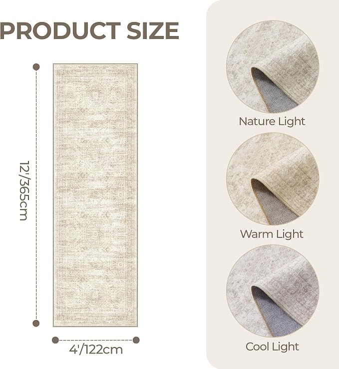 4x12 Runner Rug Non Slip, Washable Hallway Runner Rug, Nursery Room, Soft - Image 2