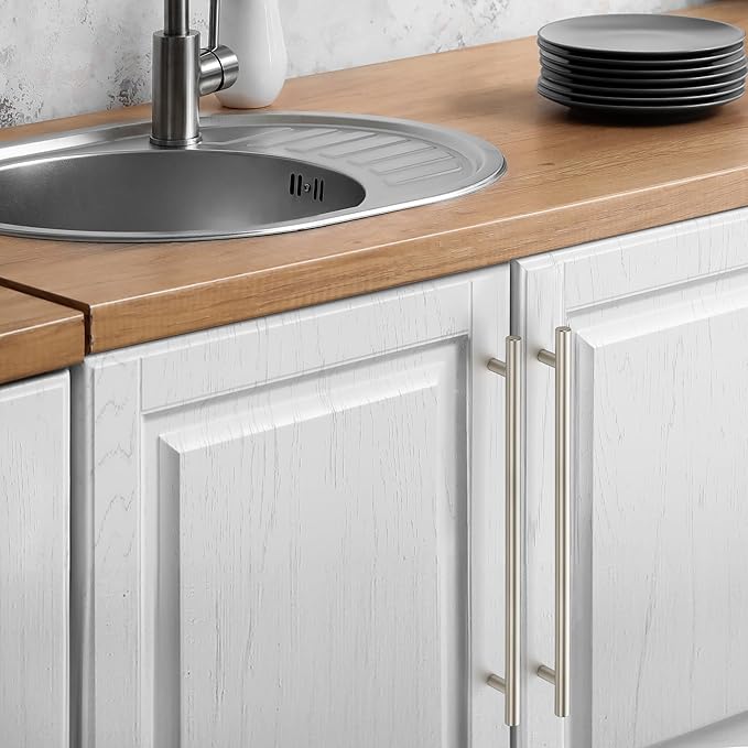 JOY DECOR 5 Pack Cabinet Handles, Brushed Nickel Cabinet Pulls, 10 in Hole Center Kitchen Cabinet Handles, Stainless Steel T Bar Handles for Dresser Drawers