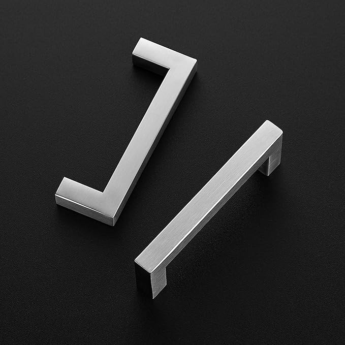 Ravinte 10 Pack 3-3/4 Inch Kitchen Square Cabinet Handles Satin Nickel Pulls Brushed Nickel Kitchen Cabinet Hardware Handles for Cupboard Drawer Pulls