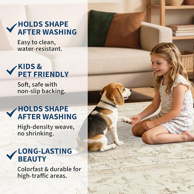 GarveeHome Vintage Beige Non-Slip Washable 2x6 Kitchen Runner Hallway Rug - Image 6