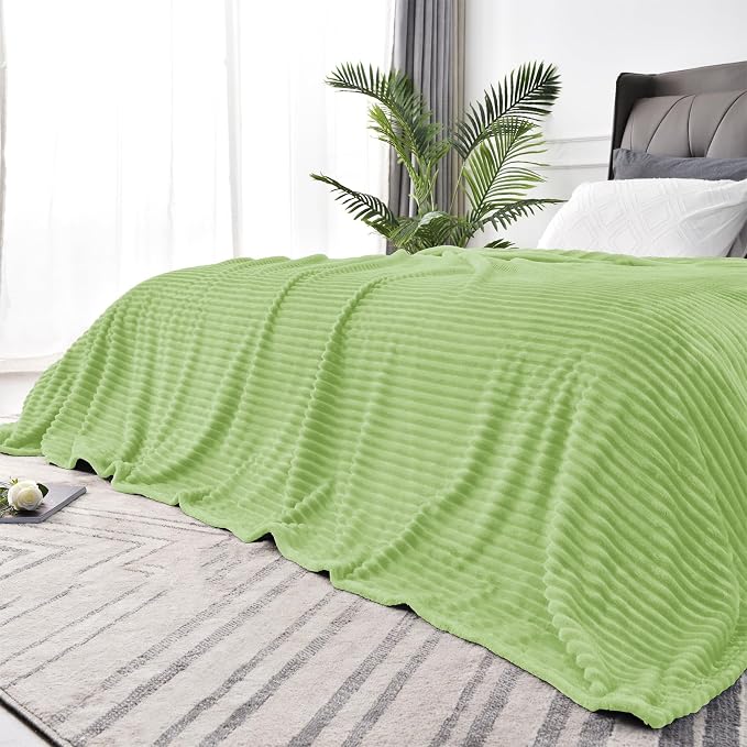 BEDELITE 3D Ribbed Jacquard Green King Size Blankets by BEDELITE