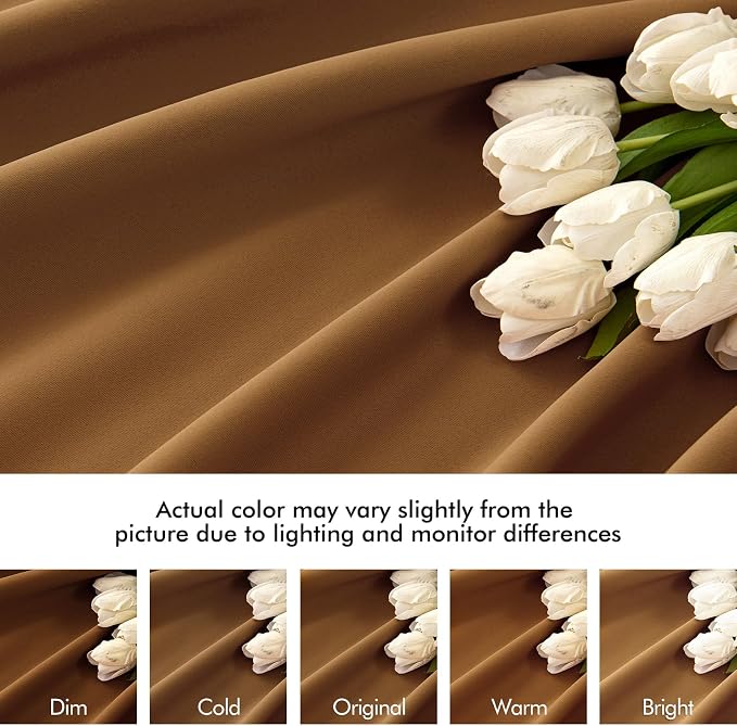 MIULEE Golden Brown Back Tab Blackout Curtains 52x72 Inches Long 2 Panels | Rod - Image 8