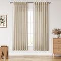 Eggshell Beige Curtains for Living Room 72 Inches Long Linen Blend Luxury Light by Nanspring