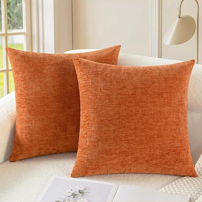 CaliTime Fall Decorative Throw Pillow Covers 20 X 20 Inches Burnt Orange | Pack by CaliTime