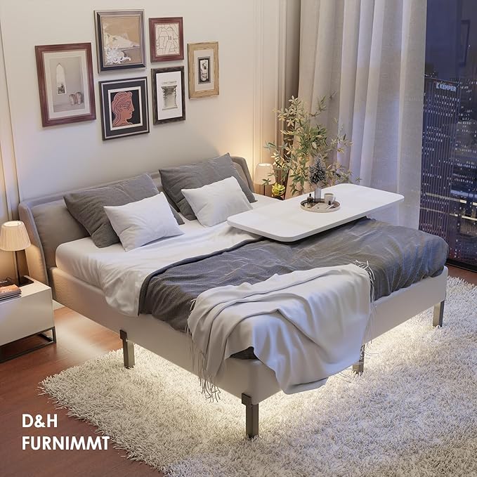 D&H FURNIMMT Queen Size Box Spring 7 Inch, Heavy Duty Metal Box Spring Bed Base with Fabric Cover, Mattress Foundation, Easy Assembly, Noise Free（Queen）