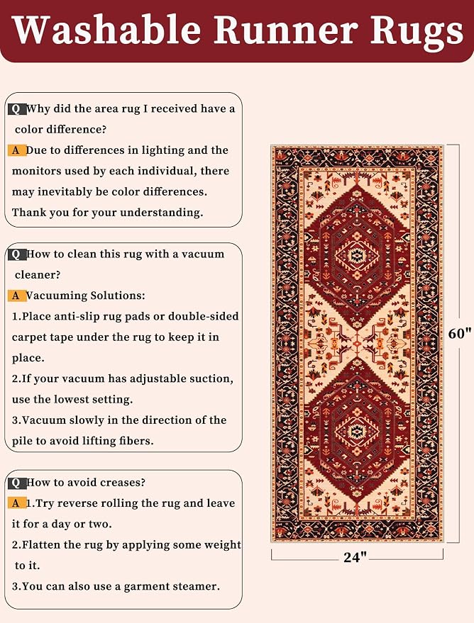 SERISSA 2x5 Washable Non Slip Boho Runner Rug - Image 6