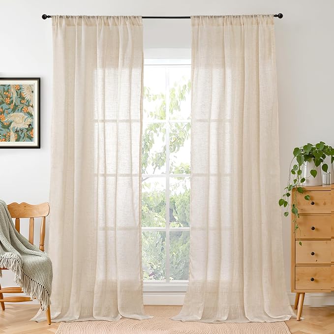 BGment Linen Curtains 84 Inch Length by BGment