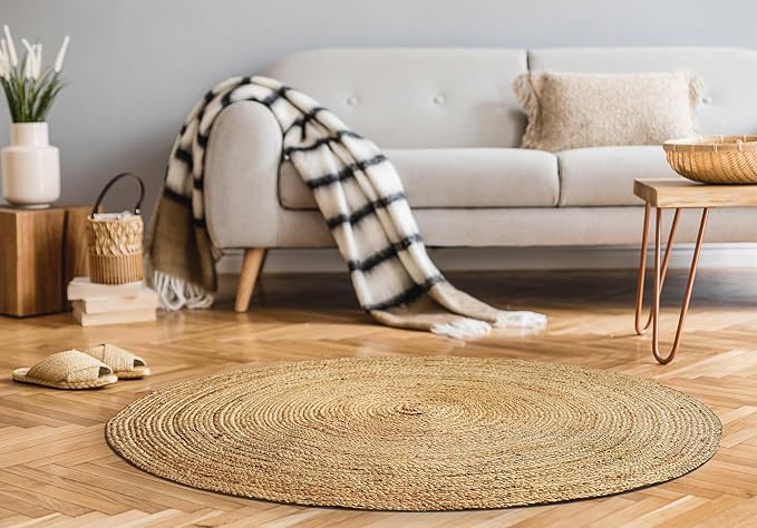Hausattire Jute Braided Round Rug, 4 ft | 100% natural jute, hand woven - Image 4