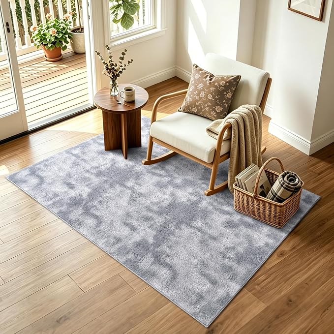 3x5 Tie-dye Light Grey Area Rug Washable Non-Slip Soft - Image 3