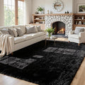 5x8 Fluffy Shag Area Rugs for Living Room Bedroom: Soft Plush Carpet Black | by CarpetAddColortoYourLife