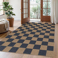 Lahome Checkered Easy Jute Living Room Rugs, 5x7 Outdoor Patio Rug Washable | by Lahome