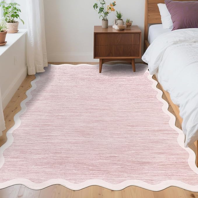 GarveeHome Scalloped Washable Area Rug 4x6 Entryway Rug Non Slip by GarveeHome