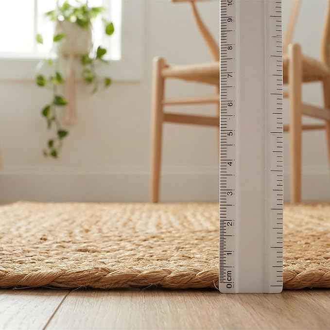 Hausattire Jute Braided Area Rug, 3x5 ft | 100% natural jute, hand woven - Image 2