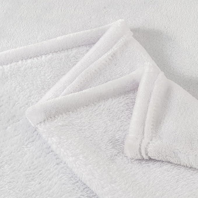 BEDELITE Fleece Blanket Soft Plush King Size Bed Blanket White 108"x90" | Ultra - Image 6