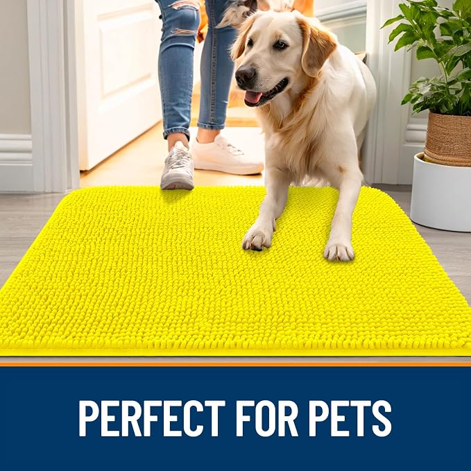 OLANLY Dog Door Mat for Muddy Paws 36x24, Super Absorbent Chenille Mud Mat | - Image 6