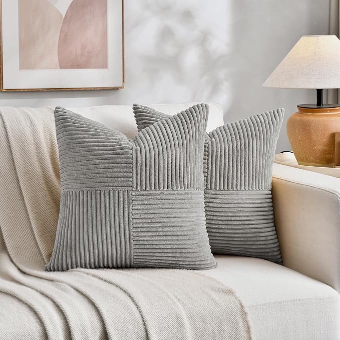 Fancy Homi 2 Packs Grey Decorative Throw Pillow Covers 18x18 Inch - Image 5