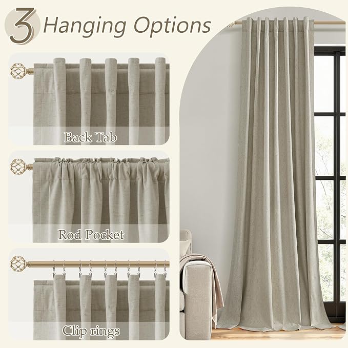 Extra Long 100% Blackout Linen Curtains - Image 6
