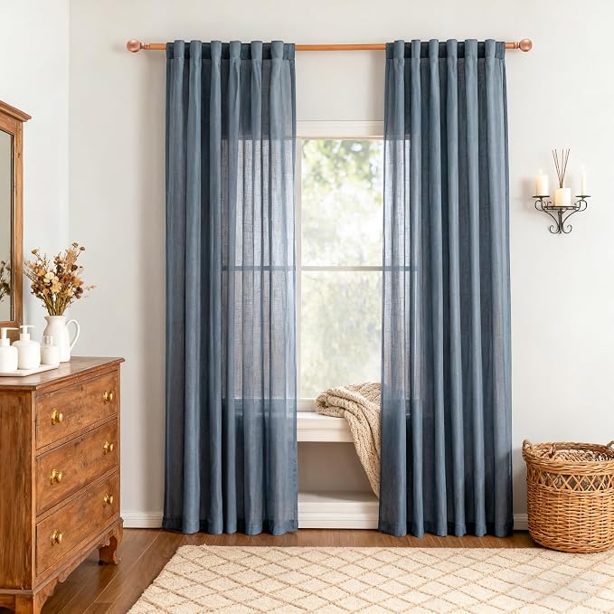 MYSKY HOME Living Room Curtains 90 Inches Long Farmhouse Light Filtering - Image 2
