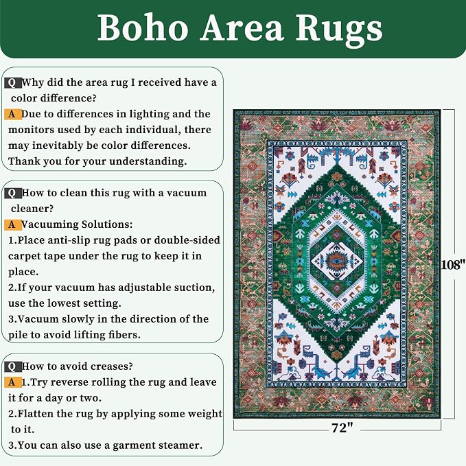 SERISSA 6x9 Washable Non Slip Boho Area Rug - Image 2