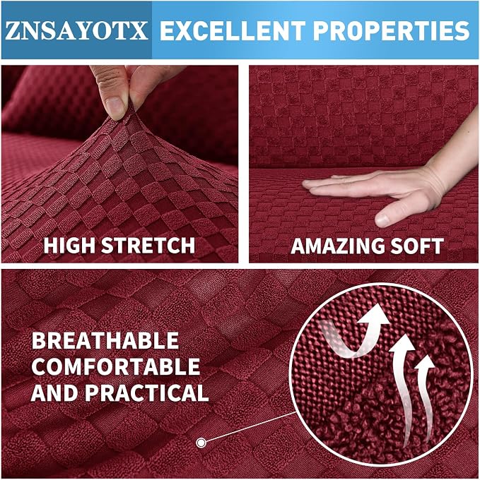ZNSAYOTX Sectional Couch Covers, Stretch Jacquard Slipcovers - Image 5
