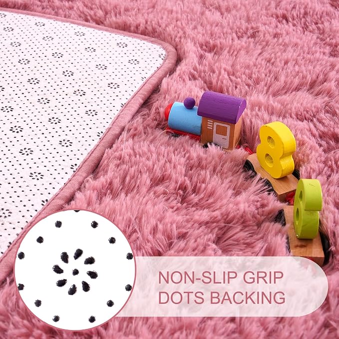 8x10 Extra Large Blush Fluffy Soft Area Rug Non-Slip - Image 5