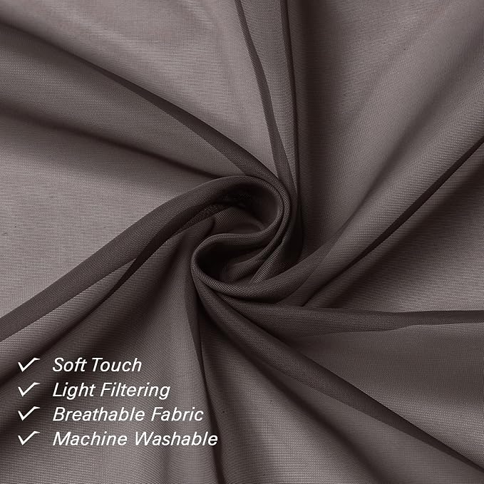 Chocolate Sheer Curtains 78 Inches Long 2 Panels, Light Filtering Voile Airy - Image 7
