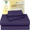 California Design Den Full Size Bed Sheets Set - Soft 400 Thread Count Sateen, Natural 100% Cotton Sheets with Deep Pockets, Breathable, Cooling and Durable Bedding Set - Purple